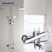 Load image into Gallery viewer, ROVATE Bathroom Thermostatic Shower Set, Constant Temperature Control Bath Faucet Shower System,Brass Chrome