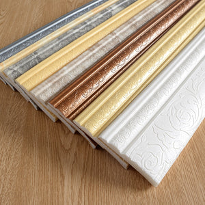 Waterproof Self-adhesive Foam Baseboard Wall Sticker 3D Embossed Waistline Floor Corner Line Skirting Board Stickers Wallpaper