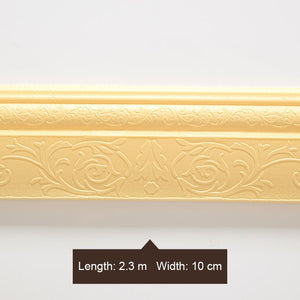 Waterproof Self-adhesive Foam Baseboard Wall Sticker 3D Embossed Waistline Floor Corner Line Skirting Board Stickers Wallpaper