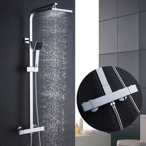 ROVATE Bathroom Thermostatic Shower Set, Constant Temperature Control Bath Faucet Shower System,Brass Chrome