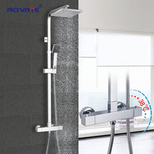 Load image into Gallery viewer, ROVATE Bathroom Thermostatic Shower Set, Constant Temperature Control Bath Faucet Shower System,Brass Chrome